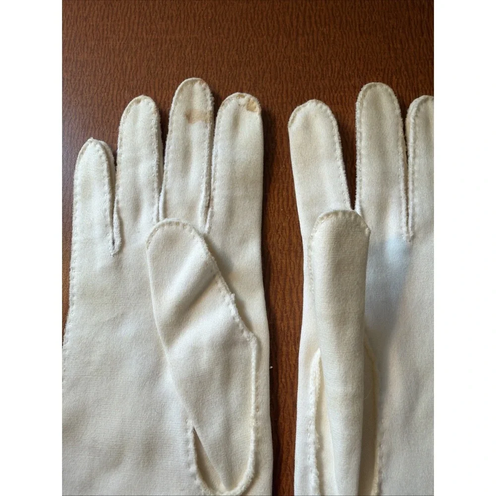 Vtg Ivory Simplex 100% Cotton Gloves Size 7 Beaded